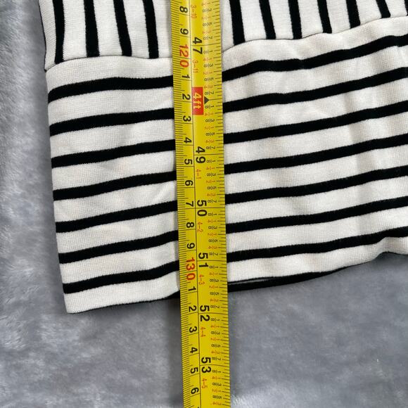Worthington‎ Jumpsuit Womens Medium Black White Stripe Knit Cropped Wide Leg - Picture 11 of 16